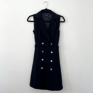 White House Black Market Long Black Belted Blazer Vest